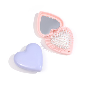 Peigne de massage pliable en forme de cœur 2026 avec miroir, portable, pour masser le cuir chevelu, mignon et féminin, un cadeau parfait pour les étudiants - Product Image 5