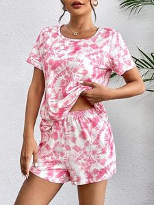 Conjunto de Pijama Deportivo para Mujer, Cómodo, Camiseta de Manga Corta con Pantalones Cortos, Verano, Casual, Transpirable, Corte Holgado, Lavable a Máquina - Product Image 5