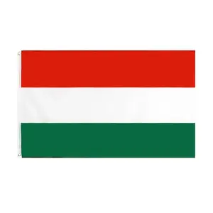 Custom Polyester Red White Green Magyarorszag Crest Coat of Arms Flag Wholesale Hungarian National Flags 3x5 Ft Hungary Flag