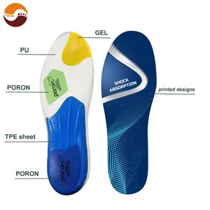 Printing Type Soft PU PORON Double Shock Absorption TPU arch support insoles