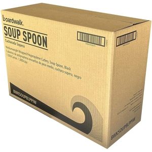 Cuchara de Sopa Desechable de Polipropileno Negro de Peso Medio, Envuelta Individualmente, 1000 Unidades/Cartón - Product Image 6