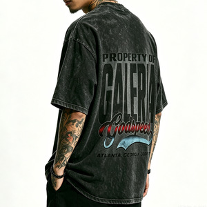 Vintage Acid Wash Oversized <b>Men</b> T Shirt 100% Cotton O Neck Short Sleeve Graphic Streetwear Custom Logo - Product Image 2