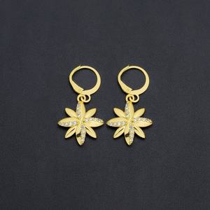 JXX 24k Gold Plated Brass Dolphin/<b>heart</b>/butterfly/ Flower Style Zircon Drop Huggie Hoop Earrings Chunky Hoop Earrings for Women - Product Image 5