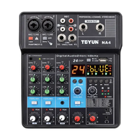 Console de mixage numérique TEYUN NA4, 4 canaux, petite console de mixage numérique, console de mixage pour karaoké, diffusion en direct, mixeur numérique Midas