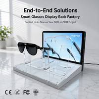 Présentoir de Luxe pour Lunettes avec Base Robuste Blanche, Angle Réglable, Panneau Guide Lumineux LED en Acrylique Transparent, Support de Comptoir, Montage Facile