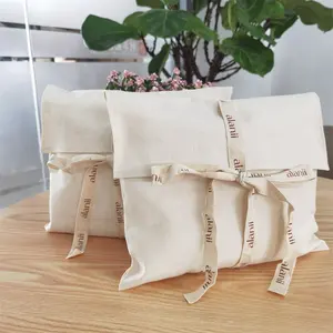 Chuanghua 사용자 정의 로고 인쇄 봉투 모슬린 옥양목 베개 지갑 파우치 가방 천연 리본 캔버스 봉투 먼지 가방