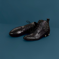 Tendance marque hommes Style britannique Chukka bottes hiver en cuir véritable hauteur de cheville avec strass décoration bonne Position inférieure