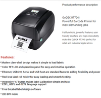 GoDEX RT700i Printer kode batang Desktop kualitas tinggi 203DPI untuk pencetakan Label