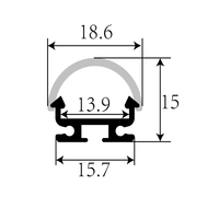 Canal de bande de LED en aluminium Canal de LED en aluminium de grande classe Fournisseur de profil de LED en aluminium Profilé monté en surface de petite taille 18.58*15mm