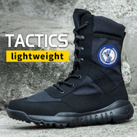 Bottes en cuir noir légères, tactiques, respirantes, antidérapantes et résistantes à l'usure