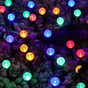 Outdoor Bubble Crystal Ball Waterproof 15 LED Solar Powered Fairy String Lights Holiday Party Decoration String Light