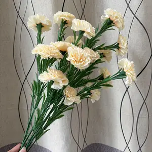 Großhandel einzelstiel 5 Köpfe künstliche Nelkenblumen Seiden-Nelkenblume für Hochzeit Veranstaltungsdekoration Müttertagsgeschenke