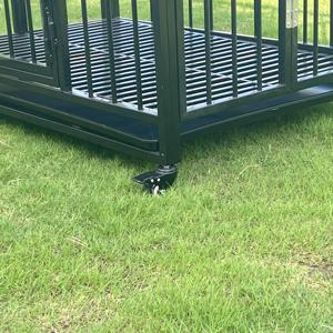 Köpek kafesi yüksek kaliteli kalın takviyeli <span class=keywords><strong>metal</strong></span> tel örgü köpek sandık büyük hayvan kafesi çift kapı ağır köpek kulübesi katlanır tekerlek üzerinde taşımak için - Product Image 5