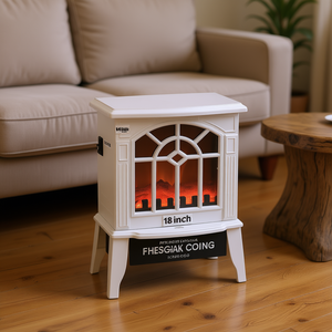 Chimenea Eléctrica con Calefactor de 18 Pulgadas, Acabado Blanco, Llama LED, Independiente, para el Hogar - Product Image 2