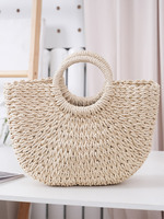 Sac Fourre-Tout de Plage Ouvert en Paille Demi-Lune Mini Multicolore Personnalisé en Gros, Grande Capacité Écologique pour Usage Quotidien et Voyage