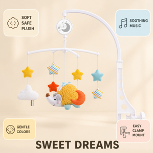 Mobile musicale rotante per culla con morbidi giocattoli pendenti a forma di stella, nuvola e riccio, aiuto rilassante per il sonno dei neonati - Product Image 5