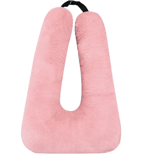 Dormeur tenir amovible en forme de U oreiller adultes enfants pour soutenir la tête corps voiture siège arrière voyages rose voyage en peluche oreiller - Product Image 1