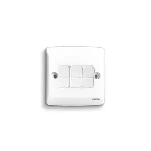 Interruptor de parede elétrico moderno branco para PC com 3 gangues de luz de 1 via pode ser personalizado