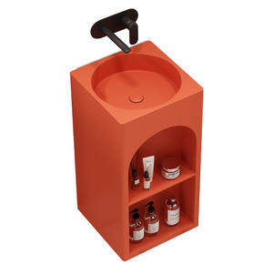 Lavabo sur pied moderne en acier inoxydable couleur personnalisée avec étagère de rangement, pour salle de bain, idéal petits espaces et hôtels - Product Image 6