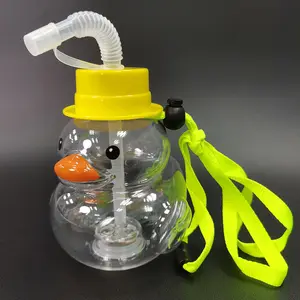 Lighting Cute Little Yellow Duck Summer Water Juice Drink Bottle with Straw