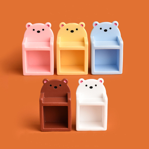 Cute Bear Bookshelf Resin Charms Doll House Miniature for DIY Cream Glue Decorative Accessories