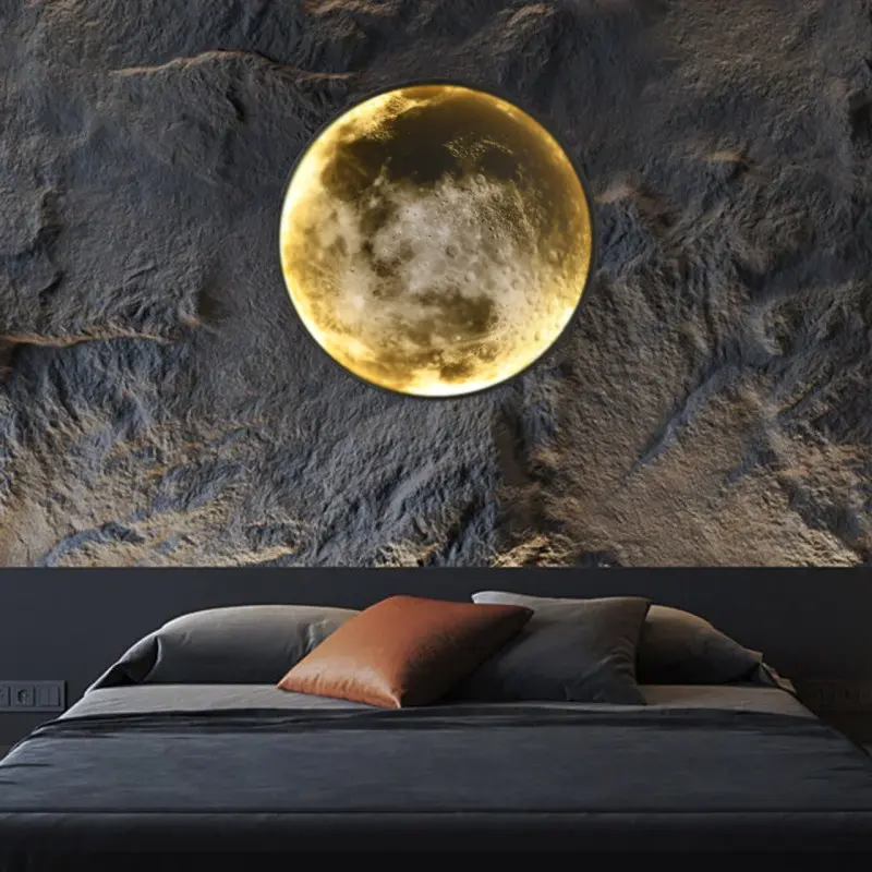 Hotel Decorative Bedroom Wall Sconce Fixtures Modern Led Indoor Lighting Custom 3D Moon Night Wall Lamp Light