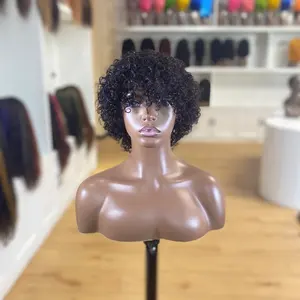 Wholesale best human hair short wigs natural color curl short wig styles