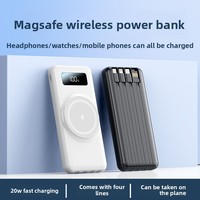 Batterie externe portable sans fil et filaire à charge rapide 20W avec 4 câbles, grande capacité, à aspiration magnétique, YM-1127, batterie lithium-ion