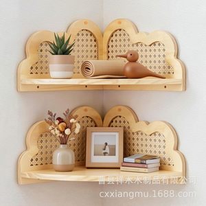 Estante de esquina montado en la pared, color madera natural, estante de almacenamiento de 4 niveles para libros infantiles, uso en guardería - Product Image 4