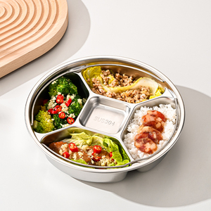 316 Stainless Steel Divided Prep <b>Tray</b> Compartment Cooking Platter Separate Seasoning Drain <b>Basket</b> Kitchen Serving Dish - Product Image 3