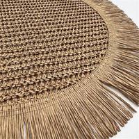 Napperon rond 38cm en papier naturel en raphia