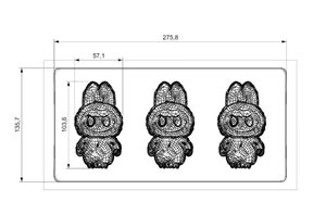 Cute 3D Labubu Character Polycarbonate 3-Cavity Sustainable Chocolate Mold for Professional Confectionery Party Supplies Hand - Product Image 4