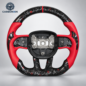 Volant de direction chauffant en cuir et fibre de carbone personnalisé avec LED pour Dodge Charger SRT RT Challenger 2021-2023 - Product Image 1