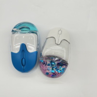 Souris filaire USB personnalisable en acrylique fantaisie avec liquide aquatique, motif animal, forme ovale, multicolores