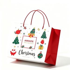 흰색 크라프트 종이 선물 가방 (빨간색 측면 패널, 친환경, 맞춤형 로고 포장) - Product Image 4