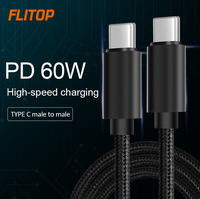 Cable USB Tipo C de Carga Rápida de 65W con Cable de Cobre de Calidad, Seguro a Baja Temperatura, Macho a Macho, Tejido de Nailon Duradero para Samsung