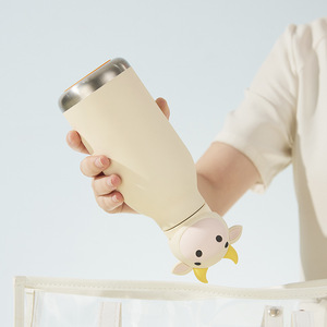 Thép không gỉ chân không phích cup 304 phim hoạt hình bò sữa động vật đầu thiết kế với chai nước rơm cho trẻ em - Product Image 2