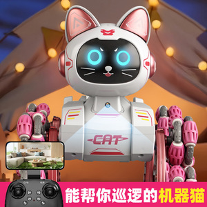 Robot jouet intelligent en forme de chat mécanique avec lumière et son, roues omnidirectionnelles à quatre roues pour enfants de 8 à 13 ans - Product Image 2