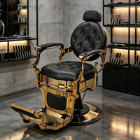 Fauteuil de barbier rétro en cuir, structure métallique, confortable et luxueux, pour salons de coiffure