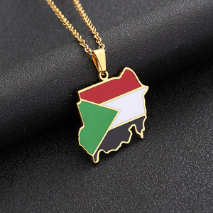 <span class=keywords><strong>La</strong></span> <span class=keywords><strong>République</strong></span> du Soudan du Sud carte drapeau pendentif colliers couleur argent/or couleur émail bijoux sud-soudanais cartes cadeaux ethniques - Product Image 3