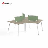 Meubles de bureau modernes, poste de travail en forme de L pour 3 personnes, bureau avec cloison d'intimité et configuration personnalisée