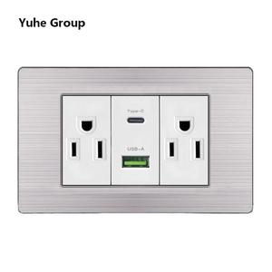 Prise murale standard américaine, série de panneaux en acier inoxydable, prise USB pour ordinateur, prise de charge de type C - Product Image 1