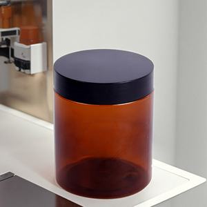 Fabrication de pots cosmétiques en plastique PET transparent, ambré, noir de 250 ml, 8 oz, 500 ml, 16 oz avec couvercle en plastique - Product Image 1