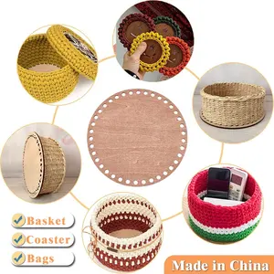 Base de cesta de crochê com fundo de cesta de madeira natural de vários tamanhos personalizada por atacado