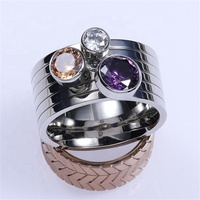 Yiwu Aceon Edelstahl Individualisierbarer Rohling Prägung Fingerring DIY Schraubstein-Lünette Großer Diamant Wechselring