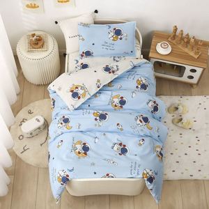 Ensemble de literie pour bébé en coton anti-odeurs, 3 pièces, décor imprimé astronaute, drap-housse, housse de couette, taie d'oreiller - Product Image 2