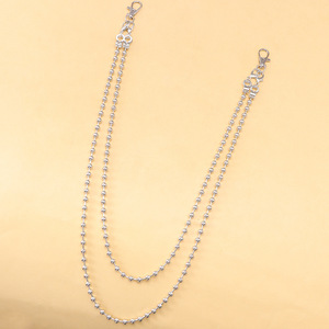 Double Layer Round Bead Metal Waist <b>Chain</b> For Men Denim Pants Hip Hop Accessory Durable Fashionable White K - Product Image 3