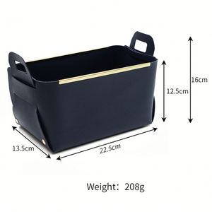 Fast 3-Day Shipping Gold Metal Trim Pu Leather <b>Basket</b> <b>Foldable</b> Storage Bins Home Organization for Laundry Use - Product Image 3