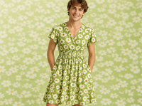 Tissu sergé imprimé floral vintage français de 0,5 mètre pour robe d'été, chemisier et jupe pour femme
