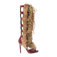 Sandales à talons aiguilles personnalisées en fourrure pour femmes, design tendance, chaussures d'été pour femmes